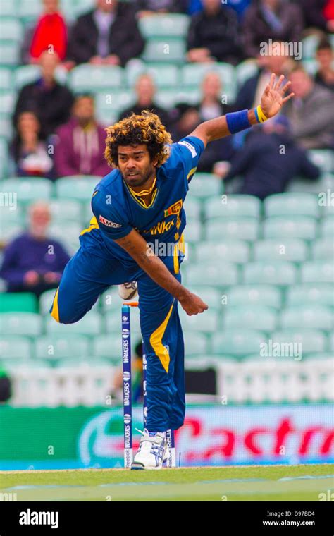 London, UK. 13th June 2013. Sri Lanka's Lasith Malinga bowling during the ICC Champions Trophy ...