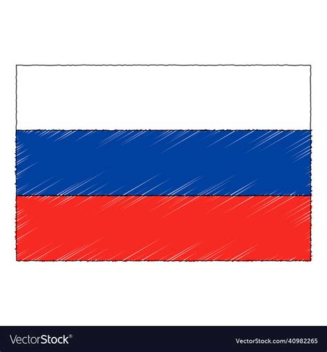 Hand drawn sketch flag of russia doodle style icon