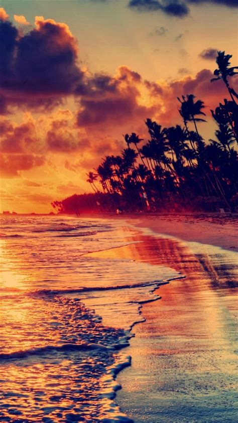 Nature Fire Sunset Beach iPhone 8 Wallpapers Free Download