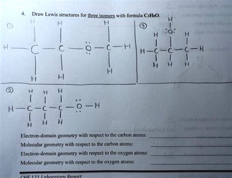 SOLVED: Draw Lewis structures for three isomers with formula C3H8O. Electron domain geometry ...