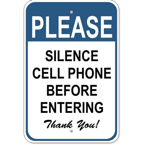 Silence Cell Phone Aluminum Sign | 18" x 12" - Customsigns.com