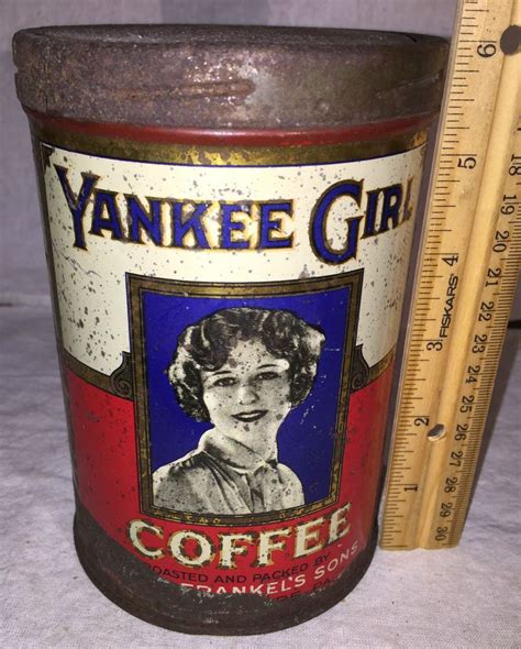 ANTIQUE 1LB YANKEE GIRL COFFEE TIN LITHO CAN FRANKELS SONS WILKES BARRE PA OLD | Coffee tin ...