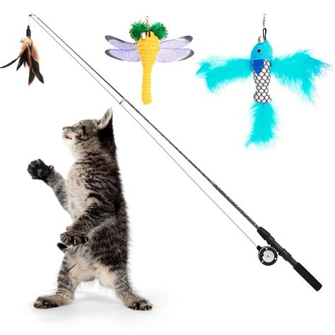 Buy Pawaboo Cat Feather Toys, 4 Pack Interactive Cat feather Teaser ...