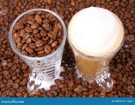 Caffe Latte and Coffee Beans Stock Image - Image of beans, foam: 15851215