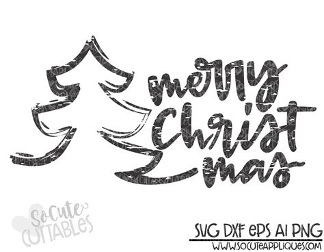 merry christmas ribbon tree distressed 18 scc SVG – socuteappliques.net