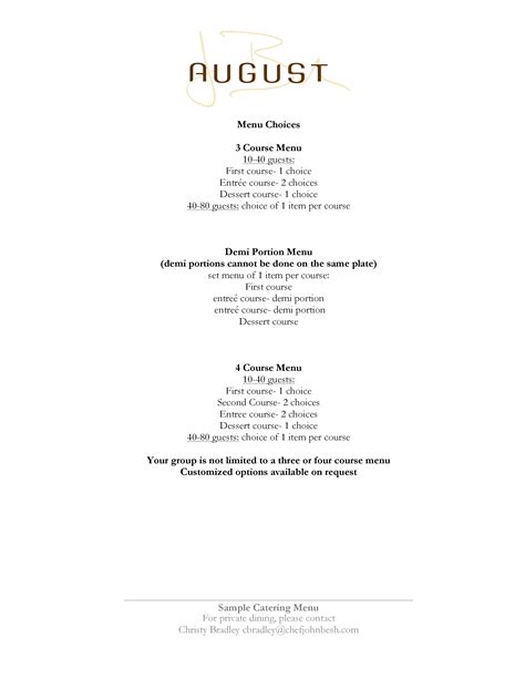 Menu at Restaurant August, New Orleans