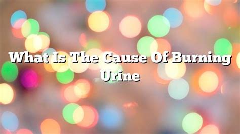 What is the cause of burning urine - ON THE WEB TODAY