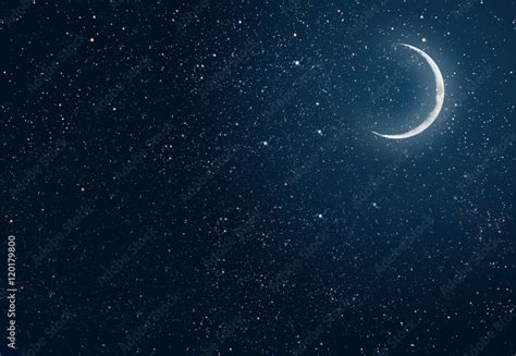 background night sky with stars and moon Stock Photo | Adobe Stock