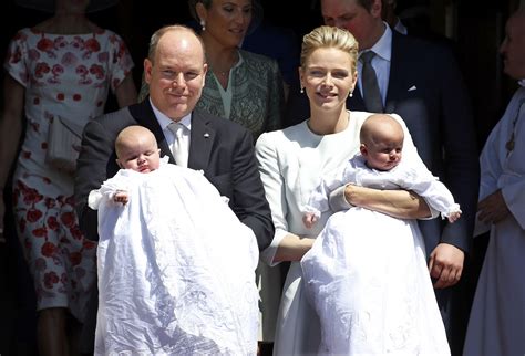 Prince Albert II of Monaco and his wife Princess Charlene hold their ...