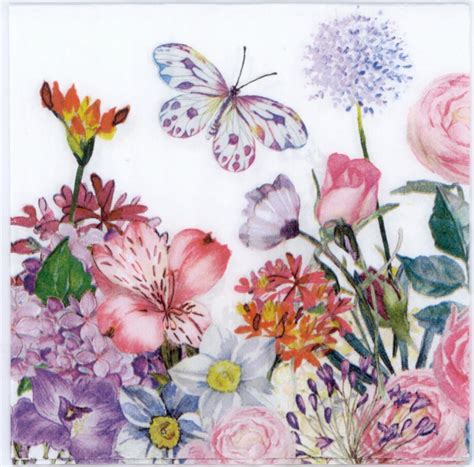 Decorative Paper Napkins Spring Flower Garden Butterfly