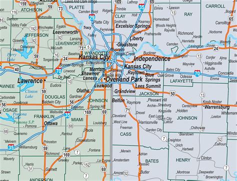 Four State Missouri Kansas Iowa Nebraska County Town Highway Map - Gallup Map