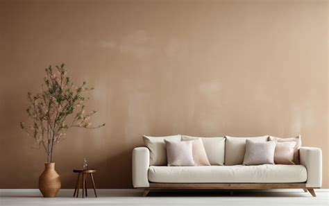 Premium AI Image | Simplistic Interior Beige Sofa with Vacant Beige ...