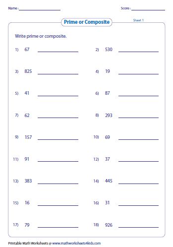 Image result for prime and composite numbers worksheet | Prime and composite numbers, Prime and ...