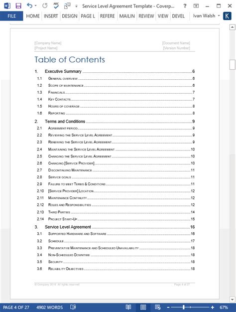 Service Level Agreement (SLA) Template (MS Word/Excel) – Templates ...