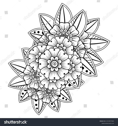 Flowers Black White Doodle Art Coloring Stock Vector (Royalty Free) 2153977941 | Shutterstock