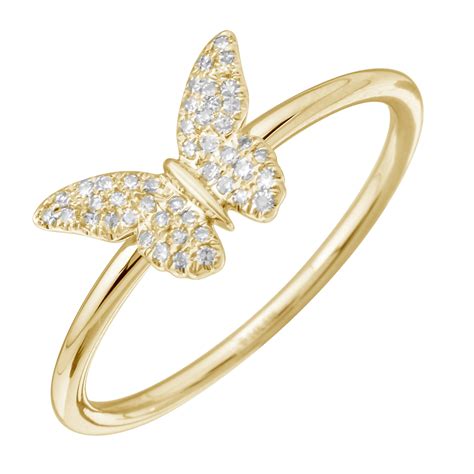 Natural Diamond Jewelry 287.00 14k Yellow Gold Diamond Pave Butterfly ...