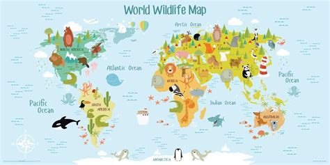 Animals Of The World Map Educational Poster Prints At Allposterscom Images