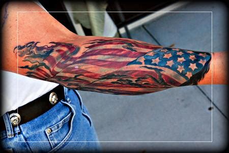 Forbidden Images Tattoo Art Studio : Tattoos : Fire-fighters : FlagAmerica