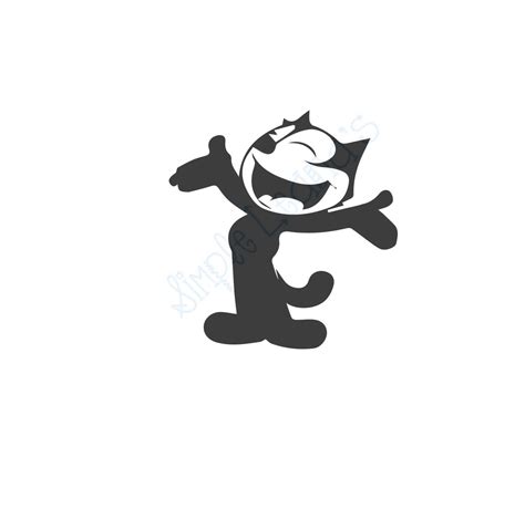 Vintage Toon Felix the Cat Black and White Image File JPG, PNG, Layered SVG Cut Files for ...