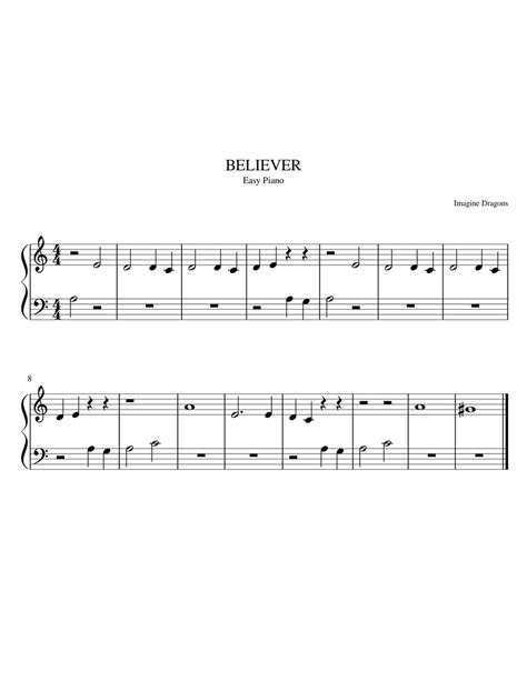 BELIEVER Sheet music for Piano (Solo) | Musescore.com