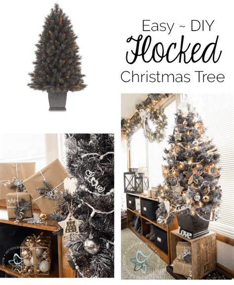 Easy DIY Flocked Christmas Tree and Wreath ~- Designed Decor