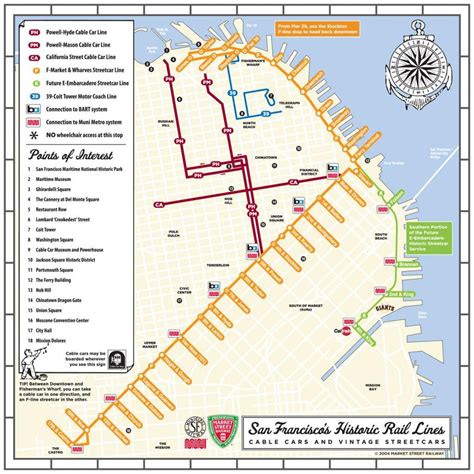 San Francisco cable car route map - Cable car route map (California - USA)