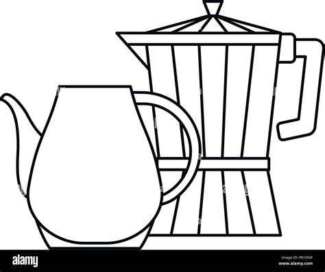 coffee maker and ceramic pitcher vector illustration thin line Stock Vector Image & Art - Alamy