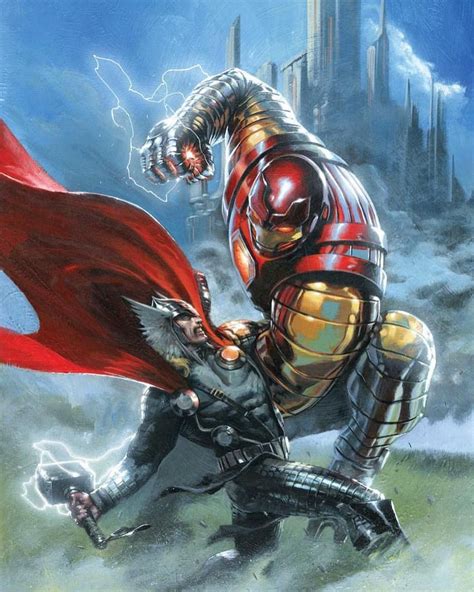 Iron Man vs Thor Art by Gabriele Dell’otto | Marvel artwork, Iron man ...