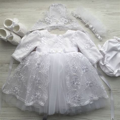 Baptism Clothing Set for Baby Girl. Christening Gown for Girl. - Etsy