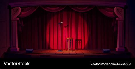 Comedy show stage with microphone and stool Vector Image