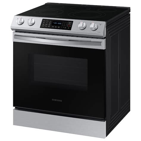 Samsung 30-in Glass Top 5 Burners 6.3-cu ft Self-Cleaning Air Fry Slide-in Smart Electric Range ...