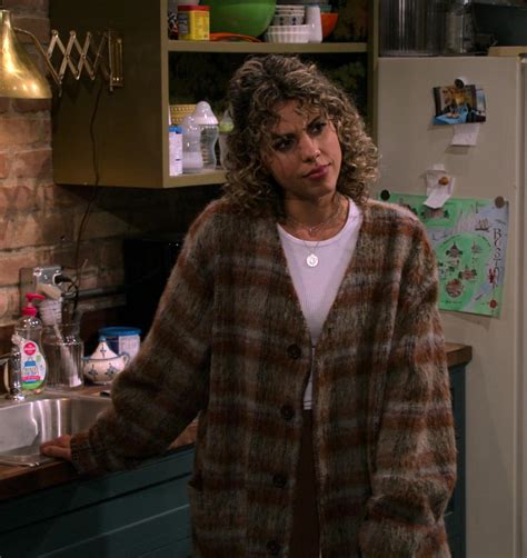 Checkered Mohair Cardigan Worn by Jess Salgueiro as Eve in Frasier