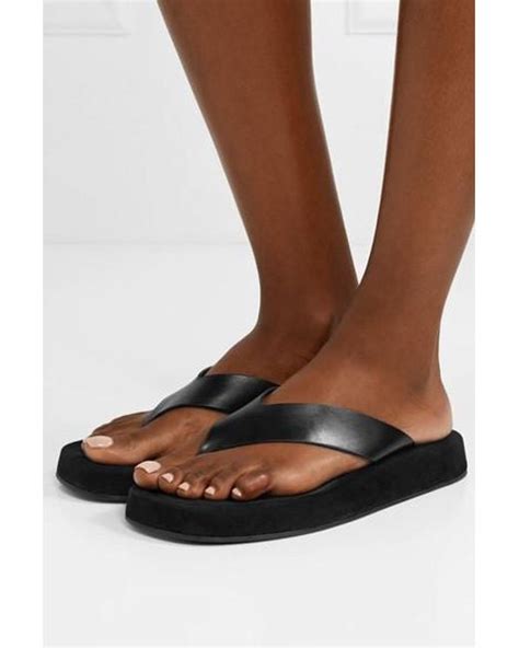 The Row Leather Ginza Sandals in Black - Burgundy (Black) - Save 44% - Lyst