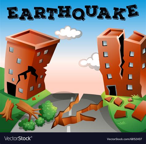 Natural disaster scene earthquake Royalty Free Vector Image