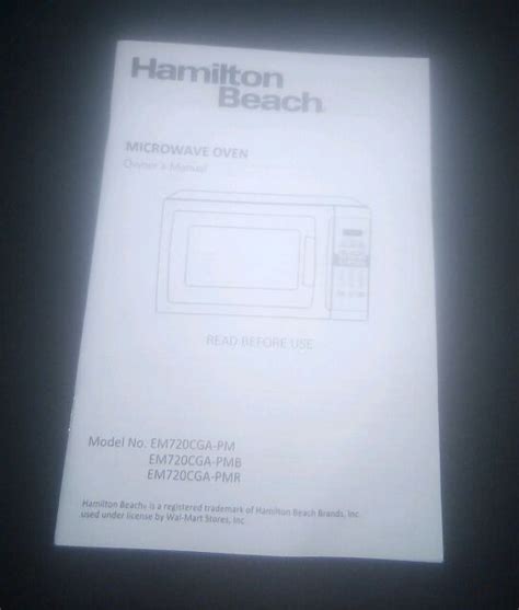 HAMILTON BEACH MICROWAVE OVEN OWNERS(INSTRUCTIONS)MANUAL-MODEL:EM720CGA-PM(B)(R) | eBay