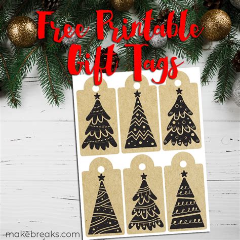 Christmas Tree Kraft Paper Free Printable Gift Tags - Make Breaks