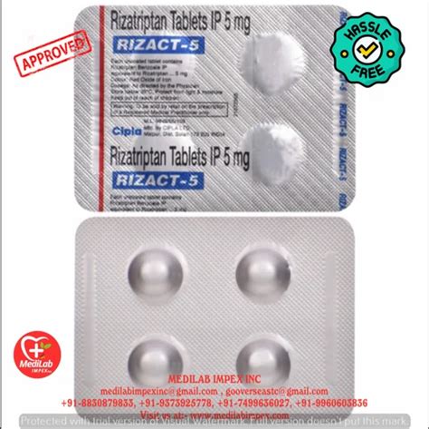 Rizatriptan 10 Mg Tablets at Rs 200/stripe | Rizatriptan Tablet in Nagpur | ID: 2851861301548