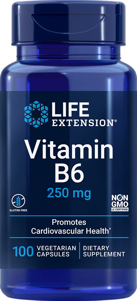 Vitamin B6, 250 mg, 100 vegetarian capsules - Life Extension