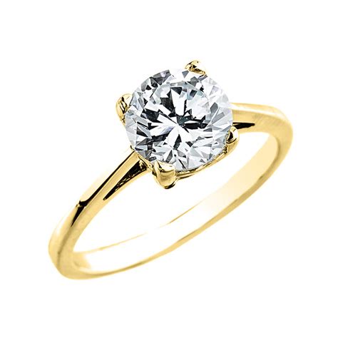 Yellow Gold 2.50 ct Cubic Zirconia Solitaire Engagement Ring