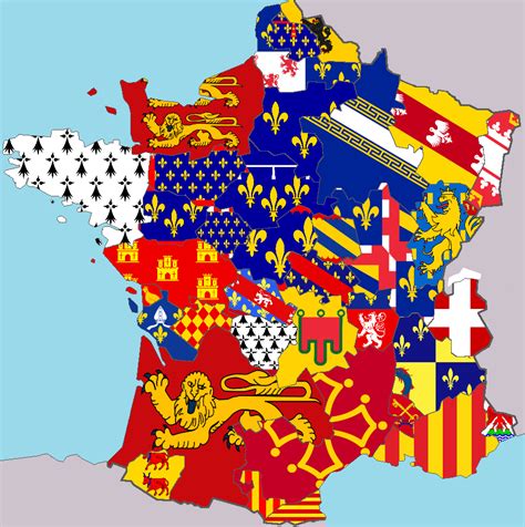 Flag Map of the provinces of the Kingdom of France : r/MapPorn