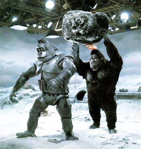 It’s Kong versus Mechani-Kong on the set of King Kong Escapes, 1967, directed by Ishiro Honda ...