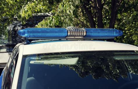 Police Police Car with Blue Lights Stock Photo - Image of rescue, protection: 228009376