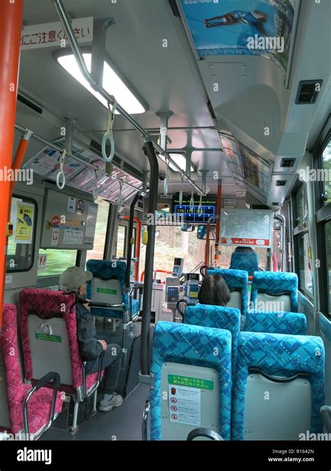 The interior of a local bus serving the Hakone region of Japan Stock ...