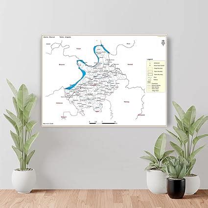 wallpics® Bharuch DISTRICT Jhagadia TALUKA Map Waterproof Vinyl Sticker Poster use for study ...