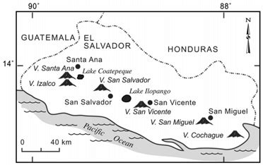 El Salvador Volcano Map