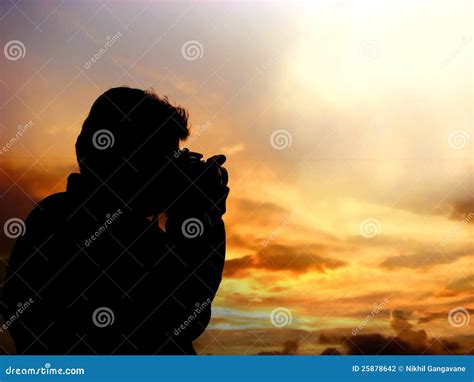 Sunset Photographer Silhouette Stock Photo - Image of picturesque, silhouetted: 25878642