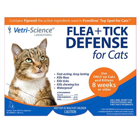 Vetriscience Laboratories Topical Flea & Tick Defense For Cats, 3 Monthly Treatments - Walmart ...