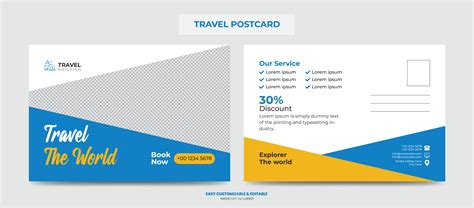 Modern Travel Postcard Design Template. Travel Company Postcard 4877606 Vector Art at Vecteezy