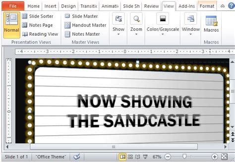 Free PowerPoint Template With Movie Theater Sign Effect