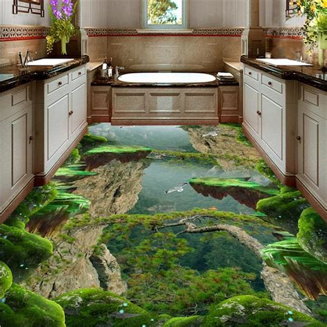 beibehang vinyl flooring waterproof custom 3d floor wallpaper Forest ...